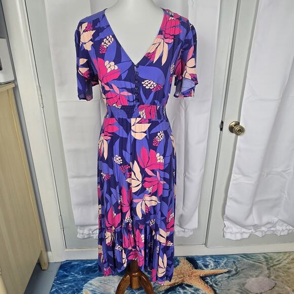 Abel the Label Santa Cruz Tropical Floral High Low Dress Size S Cruise Vacation - Picture 2 of 12